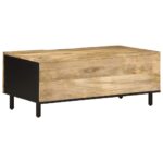 Table basse noir 100x54x40 cm bois massif de manguier brut – Image 4