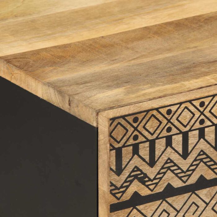 Table basse noir 100x54x40 cm bois massif de manguier brut – Image 5