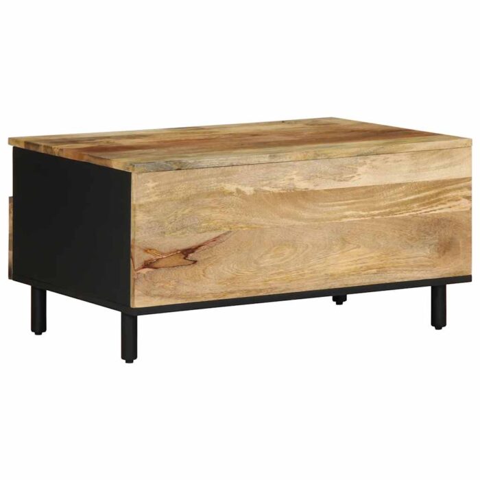 Table basse noir 80x54x40 cm bois massif de manguier brut – Image 4