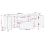 Meuble TV noir 105x33,5x46 cm bois massif manguier brut – Image 10