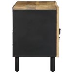 Meuble TV noir 105x33,5x46 cm bois massif manguier brut – Image 3