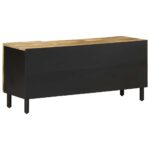 Meuble TV noir 105x33,5x46 cm bois massif manguier brut – Image 4