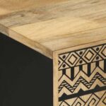 Meuble TV noir 105x33,5x46 cm bois massif manguier brut – Image 5