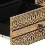 Meuble TV noir 105x33,5x46 cm bois massif manguier brut – Image 6