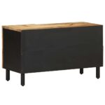 Meuble TV noir 80x33,5x46 cm bois massif manguier brut – Image 4
