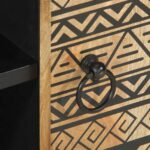 Meuble TV noir 80x33,5x46 cm bois massif manguier brut – Image 7