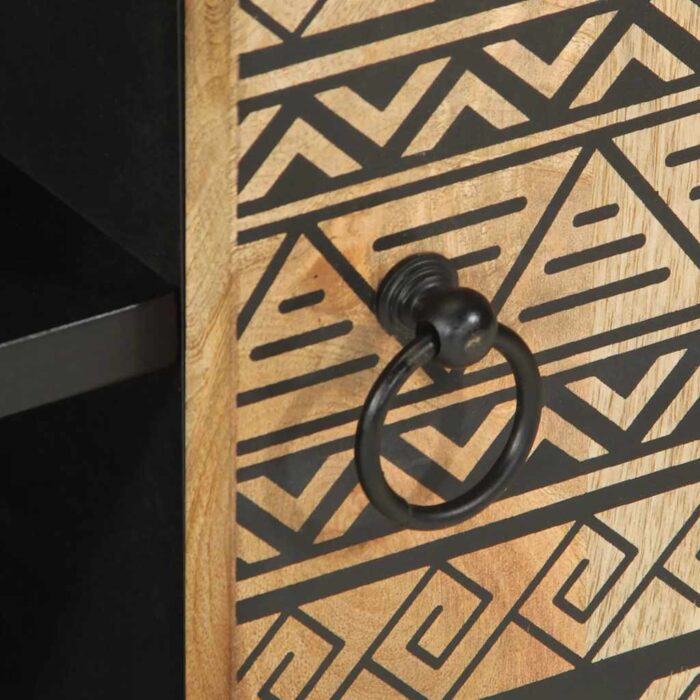 Meuble TV noir 80x33,5x46 cm bois massif manguier brut – Image 7