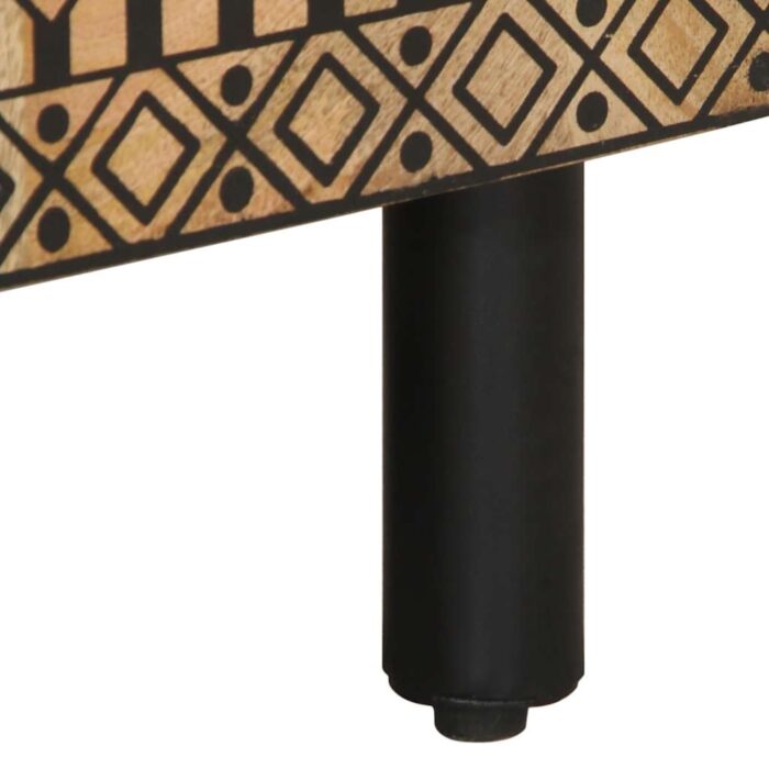 Meuble TV noir 80x33,5x46 cm bois massif manguier brut – Image 8