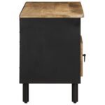 Meuble TV noir 100x33,5x46 cm bois massif manguier brut – Image 3