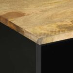 Meuble TV noir 100x33,5x46 cm bois massif manguier brut – Image 5