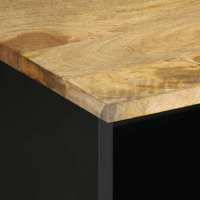 Meuble TV noir 100x33,5x46 cm bois massif manguier brut – Image 5