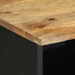 Meuble TV noir 80x33,5x46 cm bois massif manguier brut – Image 6