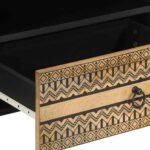 Meuble TV noir 80x33,5x46 cm bois massif manguier brut – Image 7