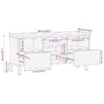 Meuble TV noir 100x33,5x46 cm bois massif manguier brut – Image 10