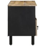 Meuble TV noir 100x33,5x46 cm bois massif manguier brut – Image 3