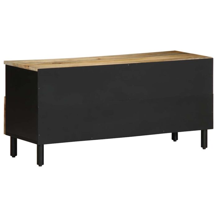 Meuble TV noir 100x33,5x46 cm bois massif manguier brut – Image 4