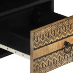 Meuble TV noir 100x33,5x46 cm bois massif manguier brut – Image 6