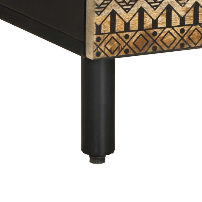 Meuble TV noir 100x33,5x46 cm bois massif manguier brut – Image 7