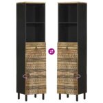 Armoire de salle de bain 38x33,5x160 cm bois massif de manguier – Image 5