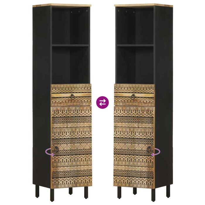Armoire de salle de bain 38x33,5x160 cm bois massif de manguier – Image 5