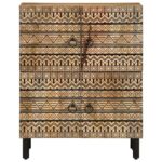 Buffet 60x33,5x75 cm bois de manguier brut massif – Image 2