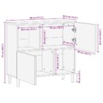 Buffet 80x33,5x75 cm bois de manguier brut massif – Image 11