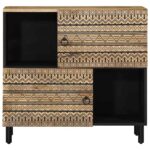 Buffet 80x33,5x75 cm bois de manguier brut massif – Image 2