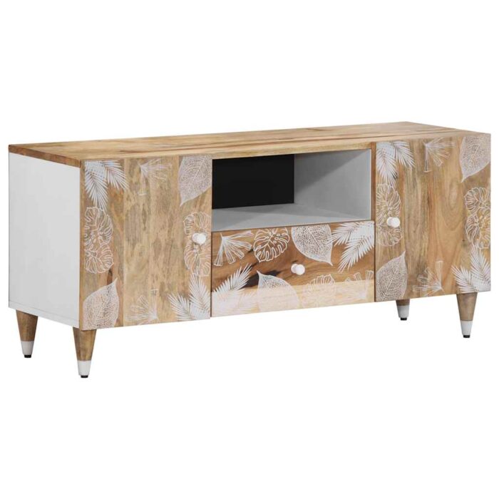 Meuble TV 105x33,5x46 cm bois massif de manguier – Image 1