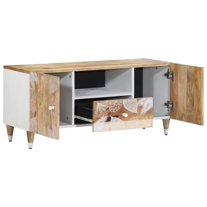 Meuble TV 105x33,5x46 cm bois massif de manguier – Image 2