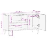 Meuble TV 80x31,5x46 cm bois massif de manguier – Image 11