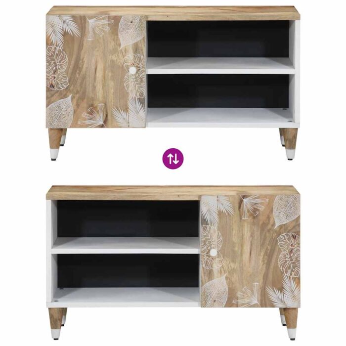 Meuble TV 80x31,5x46 cm bois massif de manguier – Image 5