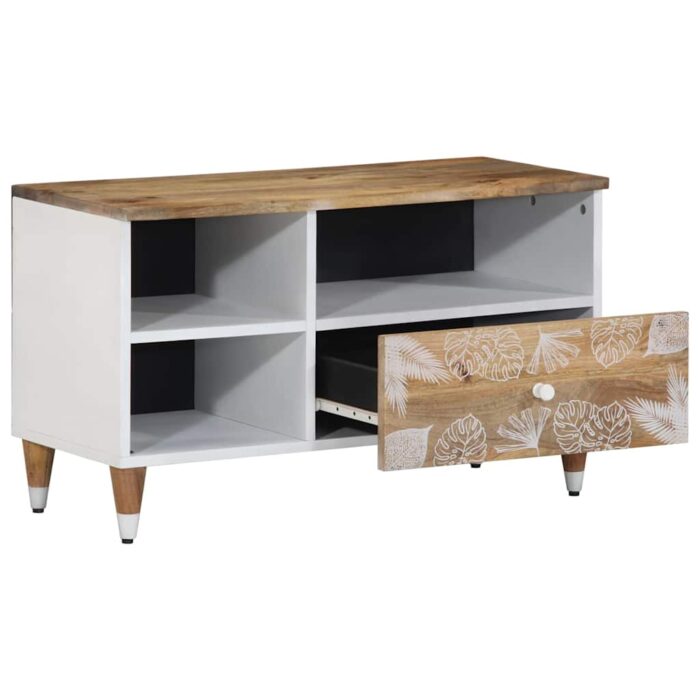 Meuble TV 80x33,5x46 cm bois massif de manguier – Image 2