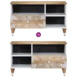Meuble TV 80x33,5x46 cm bois massif de manguier – Image 5