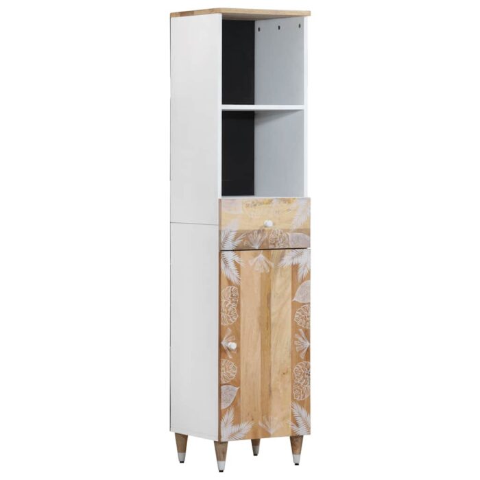 Armoire de salle de bain 38x33,5x160 cm bois massif de manguier – Image 1