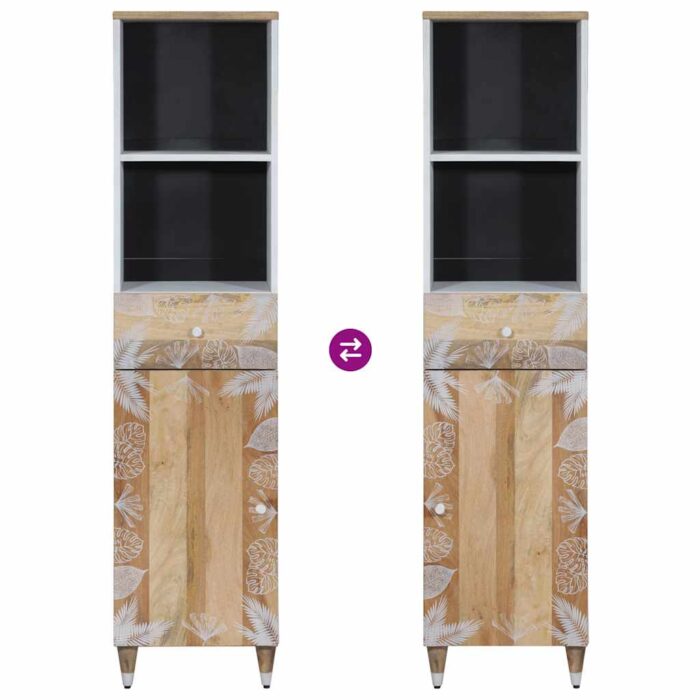 Armoire de salle de bain 38x33,5x160 cm bois massif de manguier – Image 5