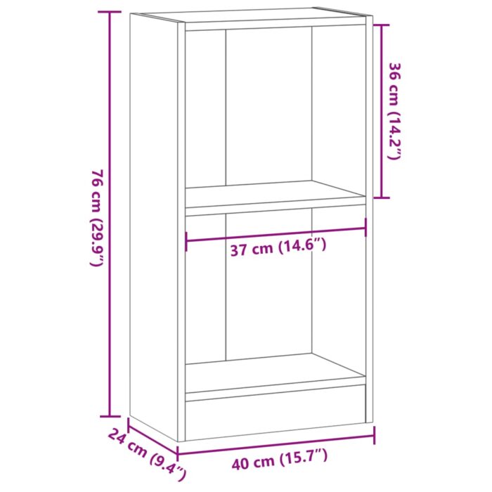 Bibliothèque chêne fumé 40x24x76 cm bois d'ingénierie – Image 7