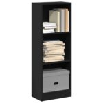 Bibliothèque noir 40x24x109 cm bois d'ingénierie