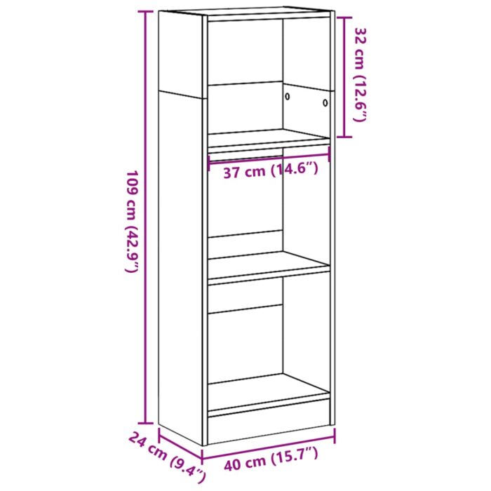 Bibliothèque chêne marron 40x24x109 cm bois d'ingénierie – Image 7