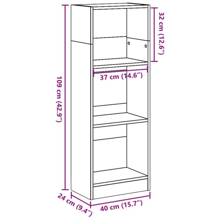 Bibliothèque vieux bois 40x24x109 cm bois d'ingénierie – Image 7