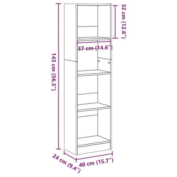 Bibliothèque blanc 40x24x143 cm bois d'ingénierie – Image 7