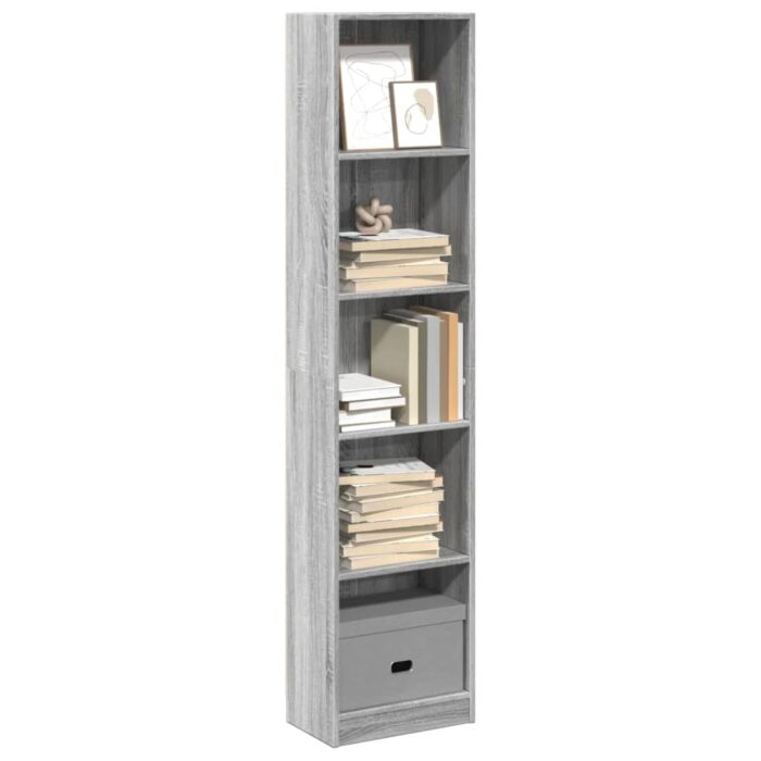 Bibliothèque sonoma gris 40x24x176 cm bois d'ingénierie – Image 1