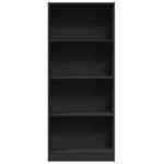 Bibliothèque noir 60x24x143 cm bois d'ingénierie – Image 2