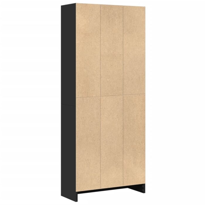 Bibliothèque noir 60x24x143 cm bois d'ingénierie – Image 4