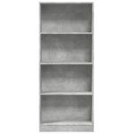 Bibliothèque gris béton 60x24x143 cm bois d'ingénierie – Image 2
