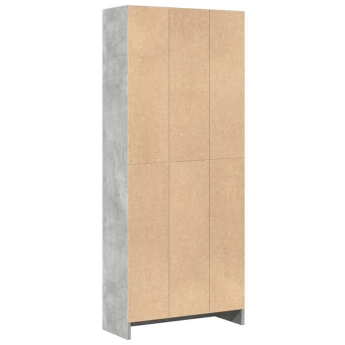 Bibliothèque gris béton 60x24x143 cm bois d'ingénierie – Image 4