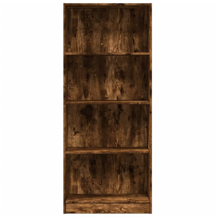 Bibliothèque chêne fumé 60x24x143 cm bois d'ingénierie – Image 2