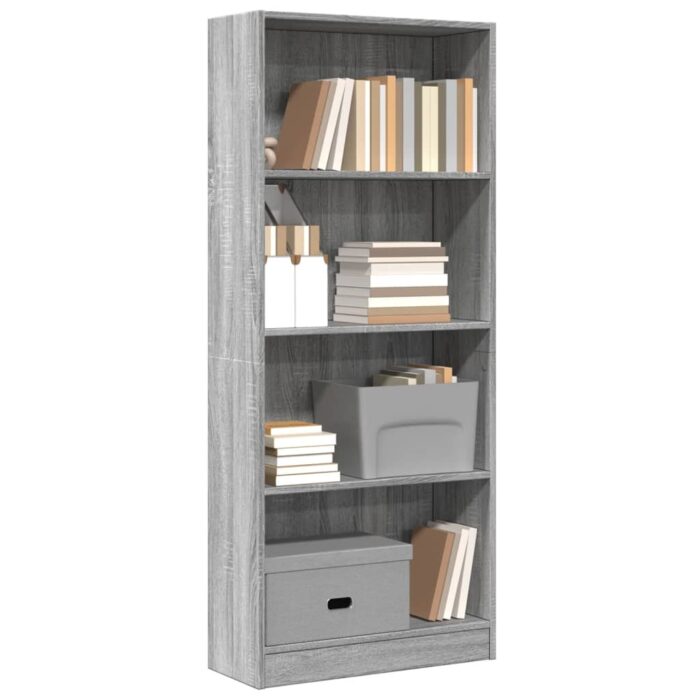 Bibliothèque sonoma gris 60x24x143 cm bois d'ingénierie – Image 1