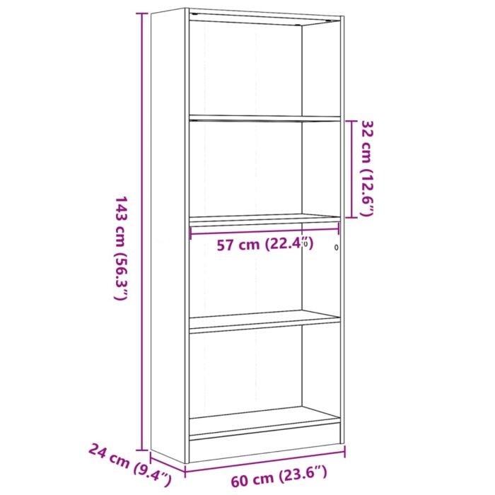 Bibliothèque chêne marron 60x24x143 cm bois d'ingénierie – Image 7
