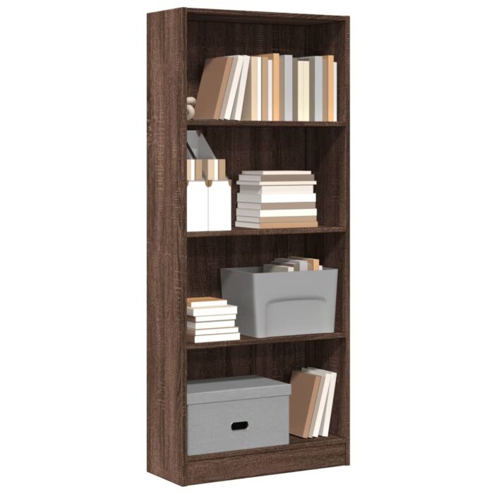 Bibliothèque chêne marron 60x24x143 cm bois d'ingénierie – Image 1