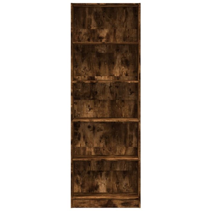 Bibliothèque chêne fumé 60x24x176 cm bois d'ingénierie – Image 2
